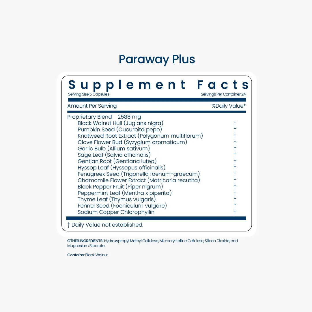 Paraway Plus by Unicity - supplement facts