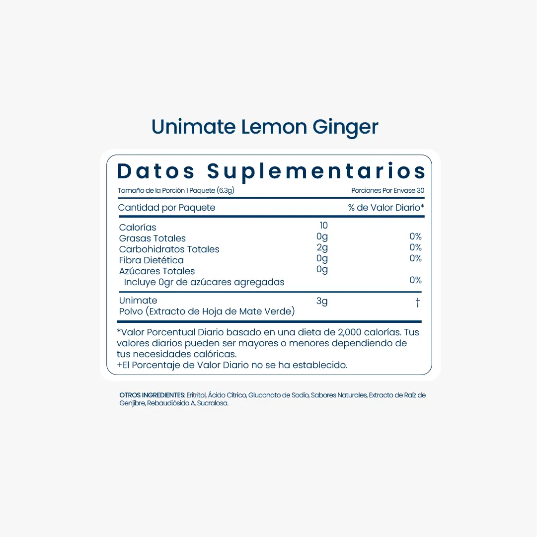 Lemon Ginger Unimate - datos del suplemento