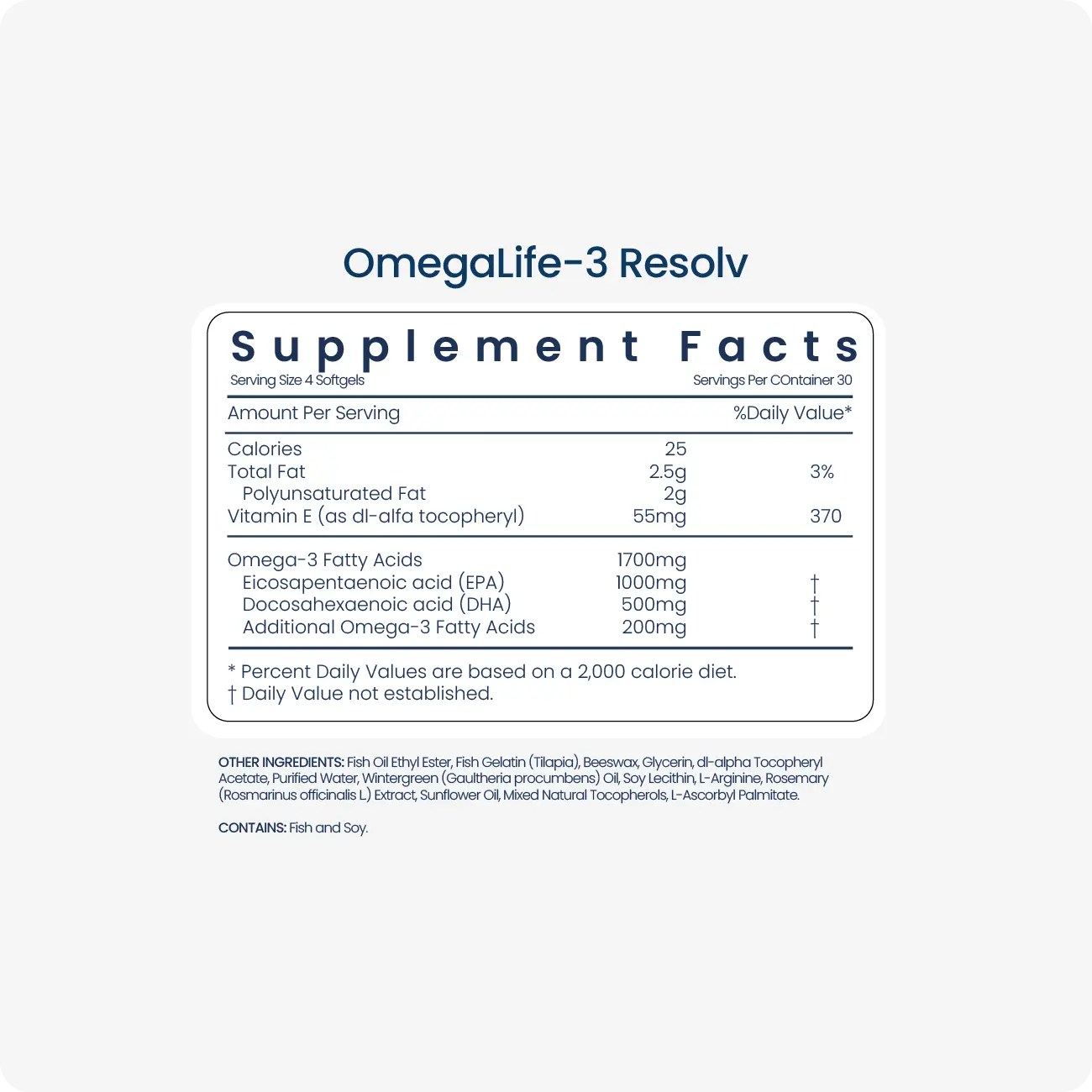 Get your daily fish oil/vitamin E from OmegaLife-3 Resolv