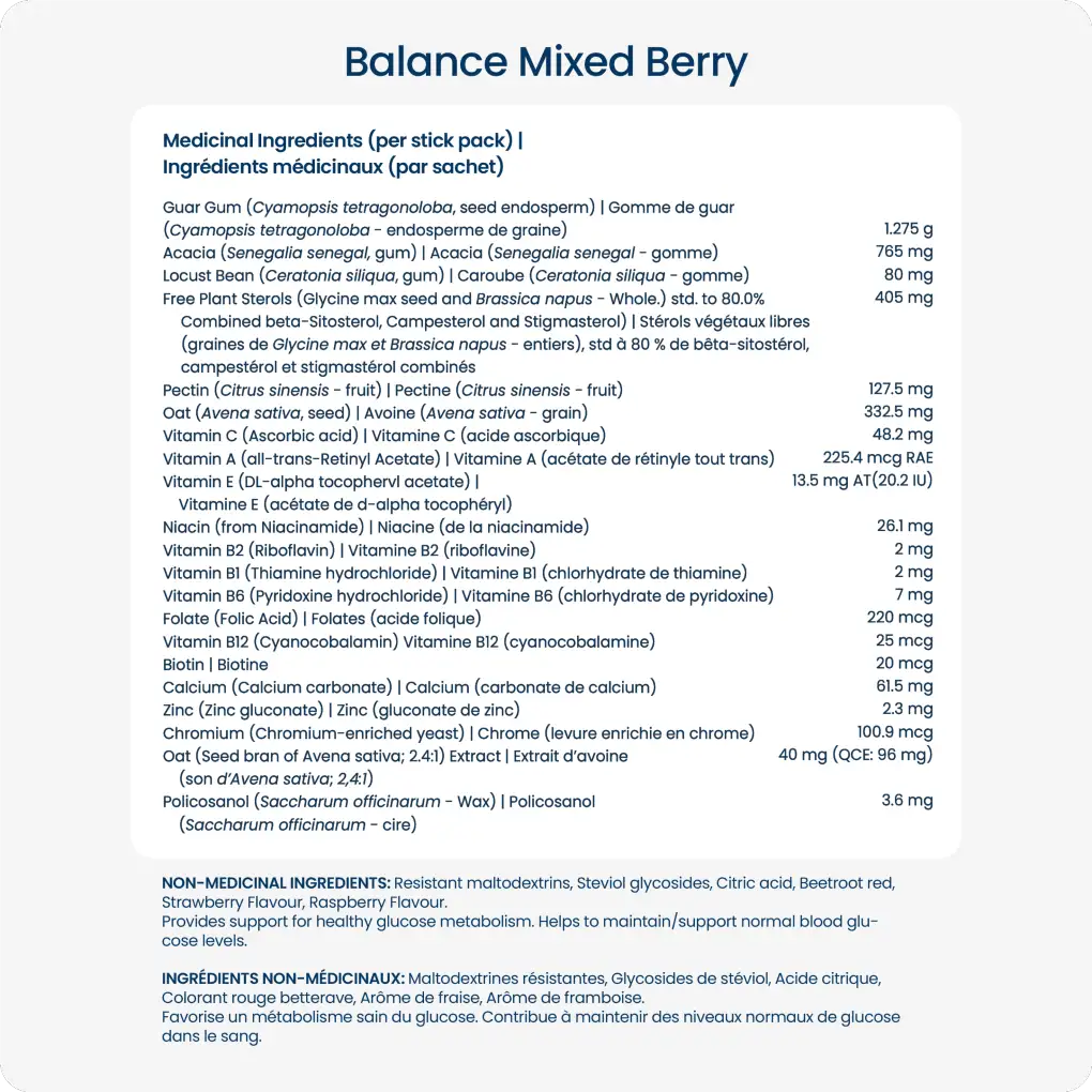 Mixed Berry Balance - supplement facts