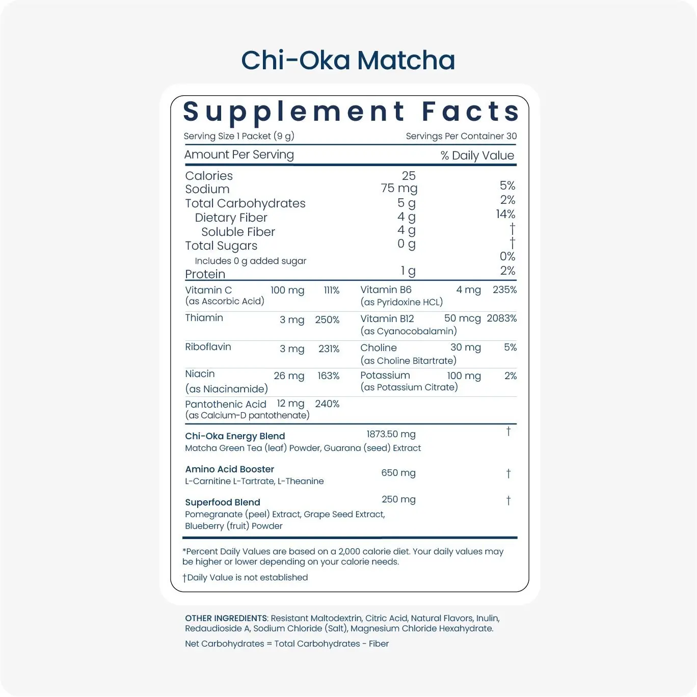 Chi-Oka Matcha - supplement facts