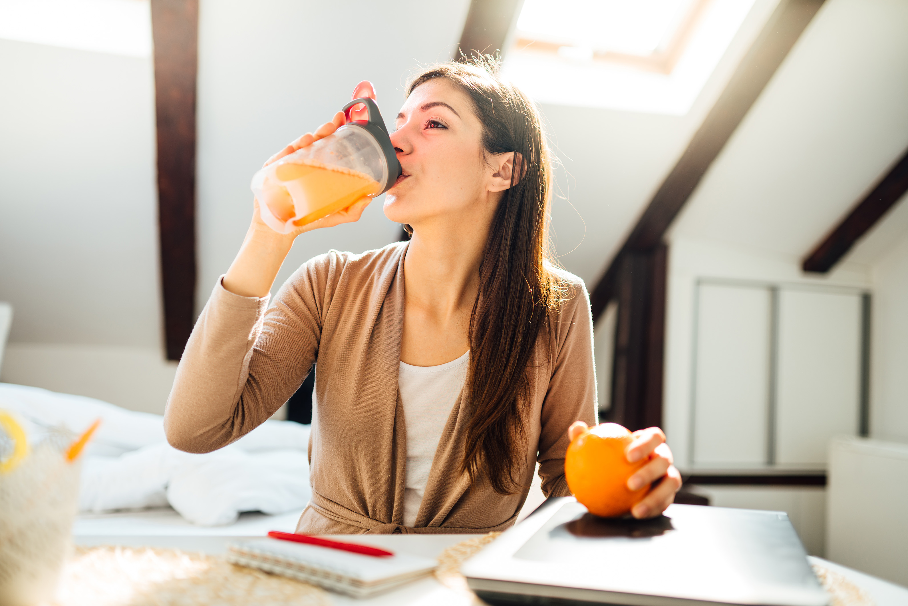 Woman drinking balance