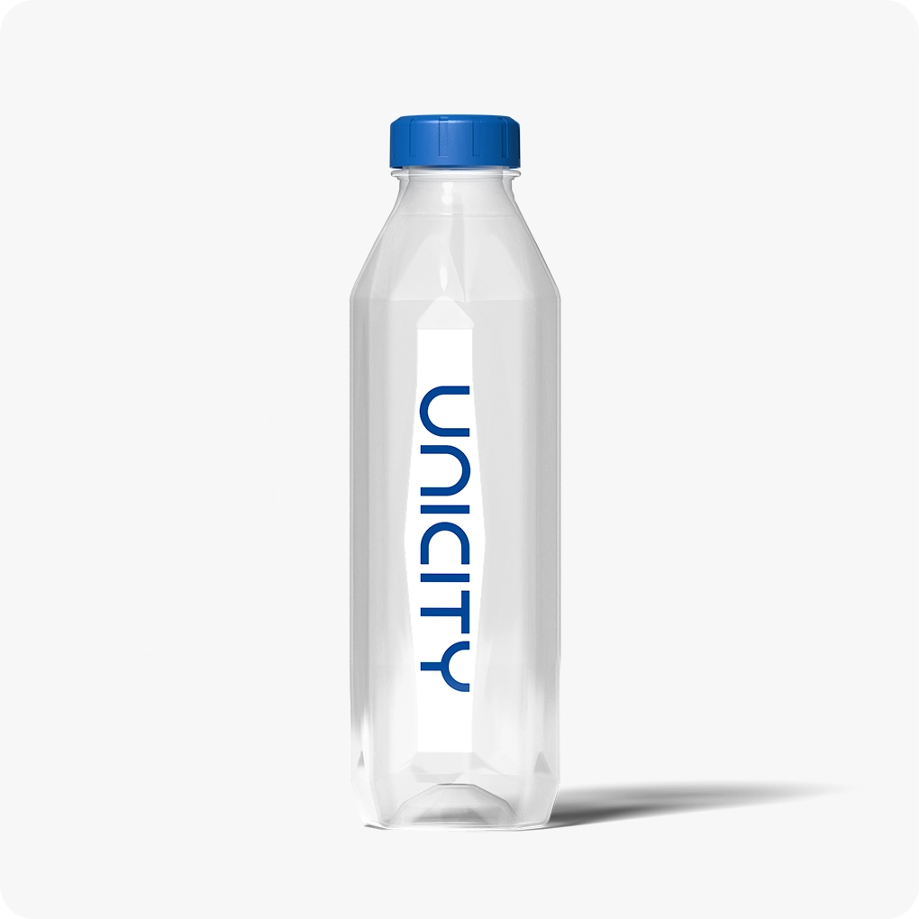 Botella Unicity Diamond reutilizable con diseño elegante para hidratación diaria y uso con suplementos