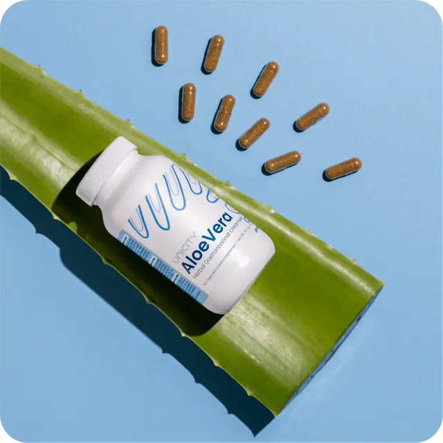 Cápsulas de Aloe Vera dispuestas